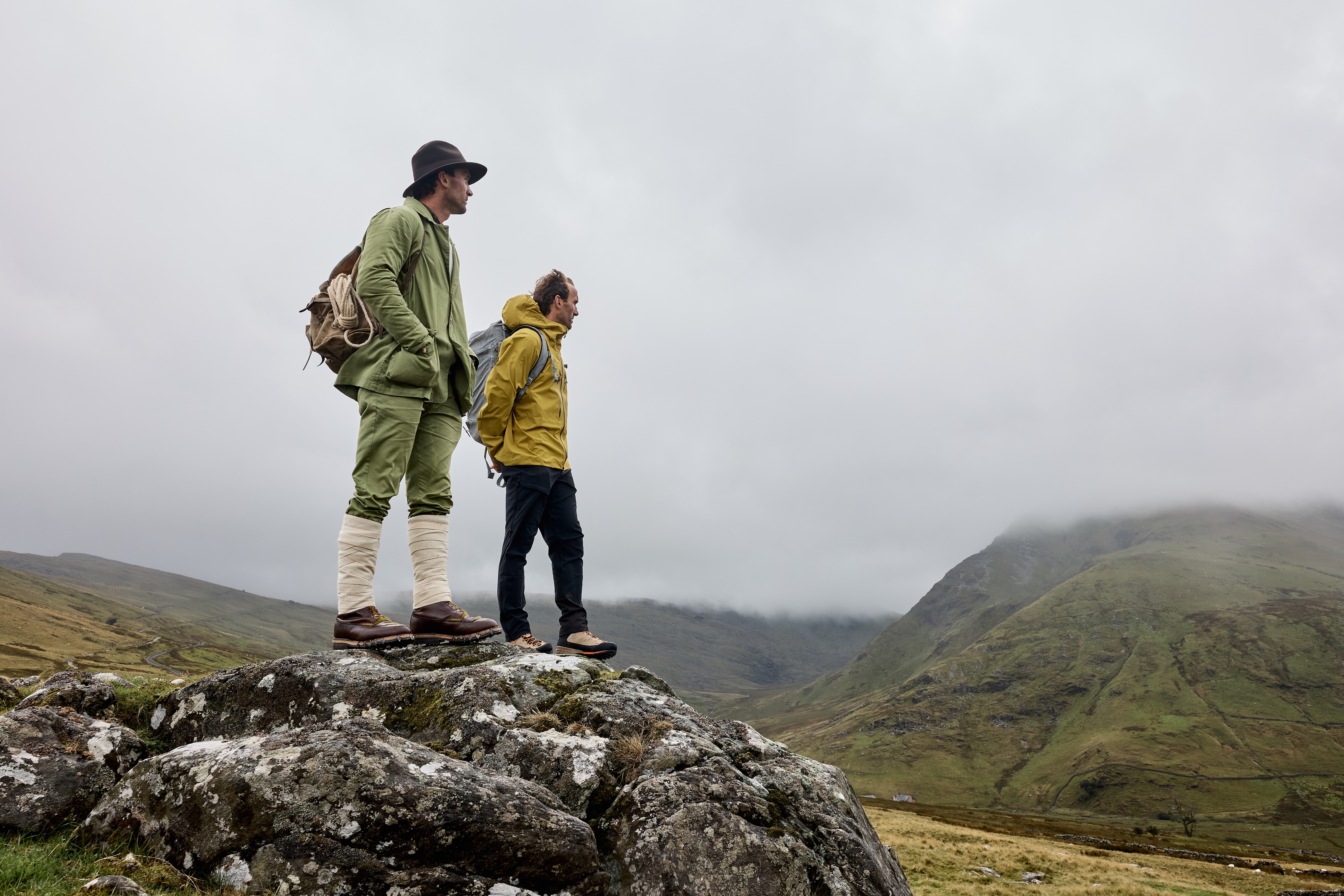Twin brothers testing mountaineering kit