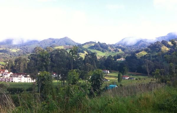 A view along the major climb of the day