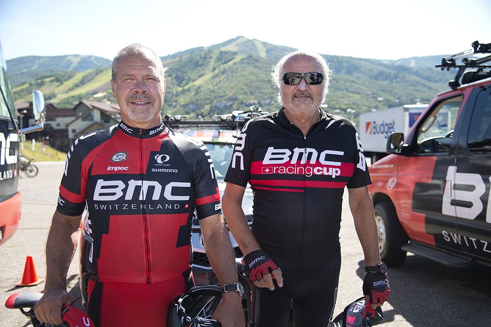 BMC general manager Jim Ochowicz and BMC team owner Andy Rihs off for a ride