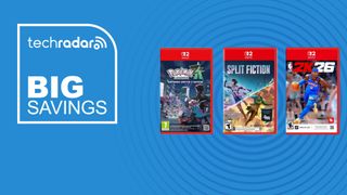 NBA 2K26, Pokémon Legends Z-A and Split Fiction Switch 2 boxes side by side against a blue background.