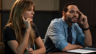 Kaitlin Olson and Daniel Sunjata in an interrogation room in High Potential.