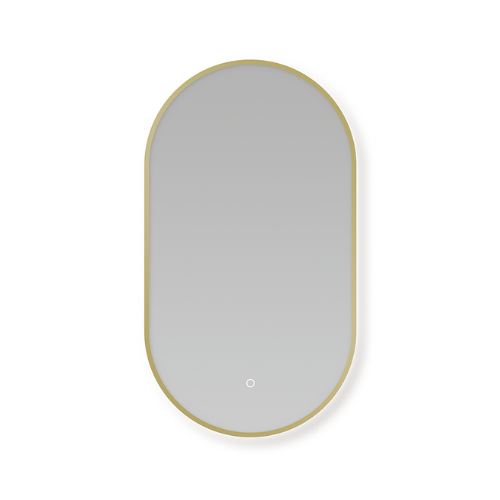 Victorian Plumbing, Brushed Brass Lozenge LED Mirror with Anti-Fog