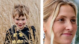 A portrait composite of a young boy and woman