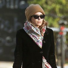 Mary-Kate Olsen wearing a beanie and scarf