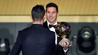 Cristiano Ronaldo reacts to Lionel Messi winning Ballon d'Or