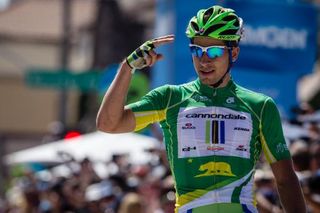 Peter Sagan (Cannondale) salutes after taking the win