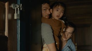 Kristen Cui, Jonathan Groff and Ben Aldridge in Knock At The Cabin