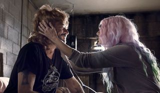 negan and lucille trying on wigs on the walking dead