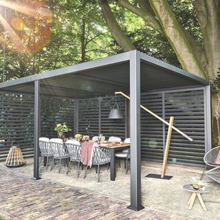 aluminium pergola gazebo with louvered panels