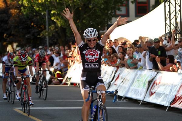 A Red Truck racer celebrates victory