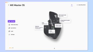 A screenshot of the Logi Options+ app being used to customize the Logitech MX Master 3S mouse