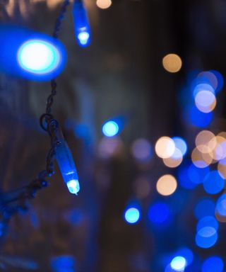 Blue string lights for decorating for Hannukah