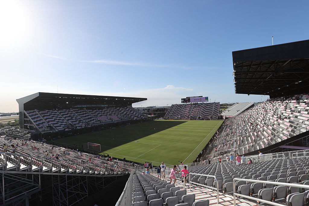 A general view of Chase Stadium prior to the Leagues Cup Phase One match between Inter Miami CF and Club Necaxa at Chase Stadium on August 2, 2025 in Fort Lauderdale, Florida