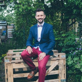max mcmurdo with blue blazer maroon trouser and bowtie