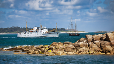 The Scillonian 3 coming into St Marys, Isles of Scilly