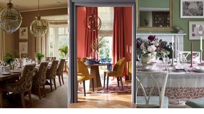 A collation of three dining room images 
