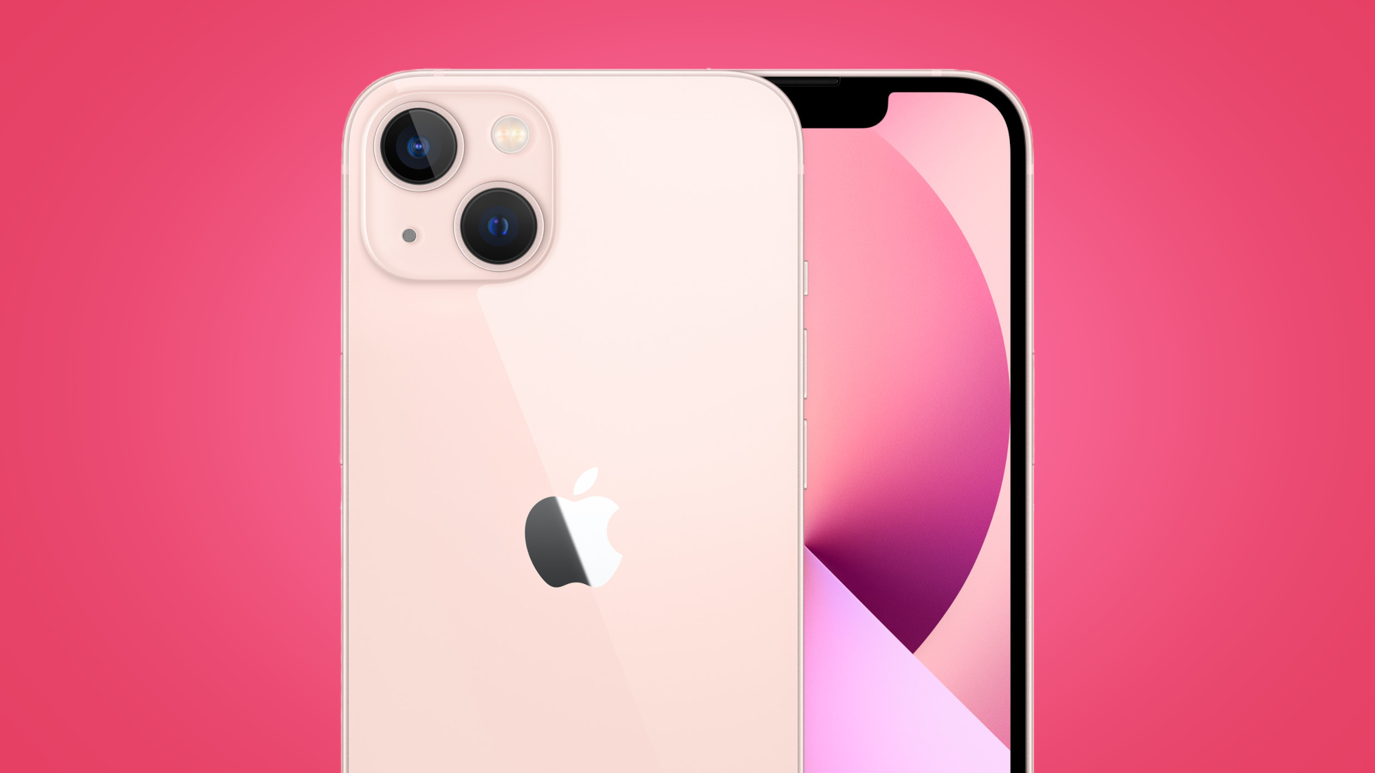 Pink iPhone 13 on pink background