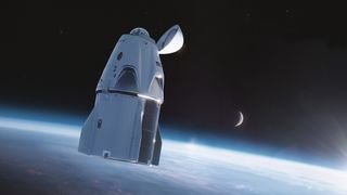 Artist's impression of a SpaceX Crew Dragon capsule orbiting Earth on the upcoming Inspiration4 mission.