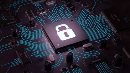 security lock symbol on circuit board