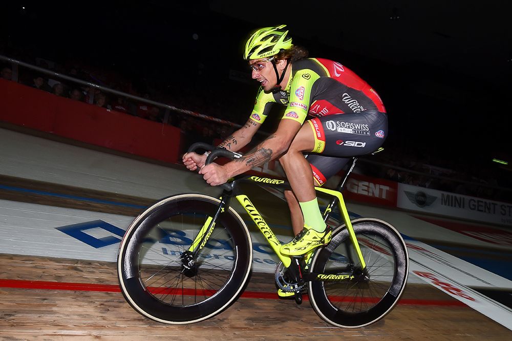 Filippo Pozzato on the Kuipke Track Velodrome for Fabian Cancellara's farewell celebration