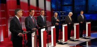 Republican candidates debate in 2012. During one debate, Rick Santorum blinked the most. 