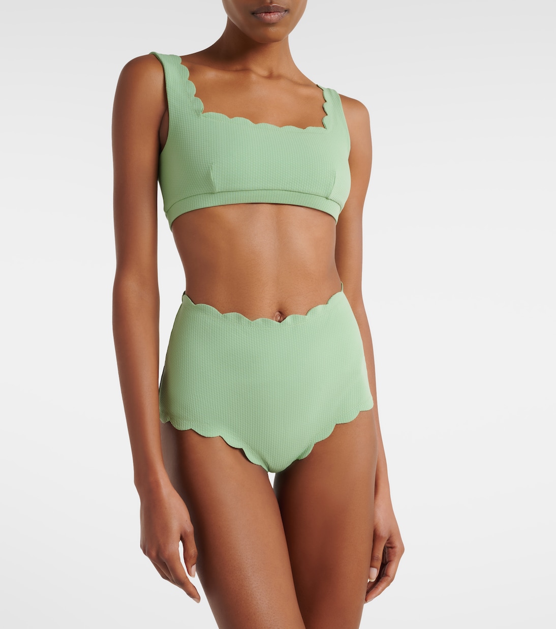 Palm Springs Scalloped Bikini Top in Green - Marysia