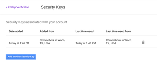 List of security keys. If you need more than one. For some reason.