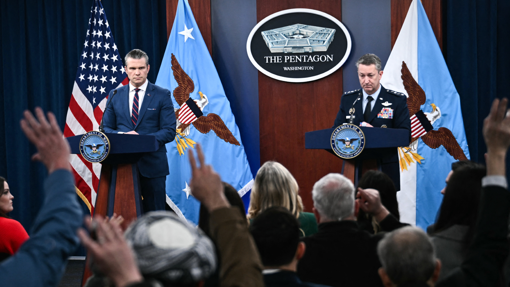 Defense Secretary Pete Hegseth and Joint Chiefs Chair Gen. Dan Caine discuss Iran war