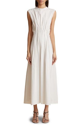 Wes Pleated Cotton Poplin Dress