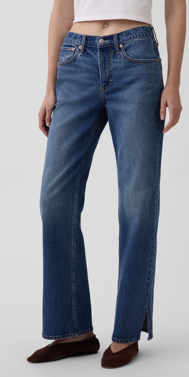 Gap, Mid Rise Split-Hem Relaxed Straight Jeans