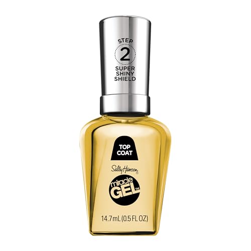 Sally Hansen Miracle Gel Nail Polish Super Shiny Shield Top Coat | Salon Quality, Gel-Like Formula, Two-Step System, No Uv Light Needed, Long Lasting | Sheer, Glossy