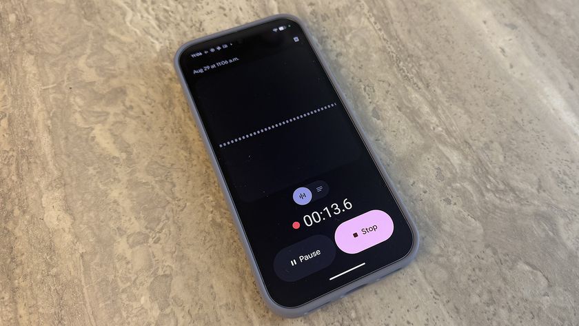 A Google Pixel 10 Pro showing a recording in progress in Google Recorder.