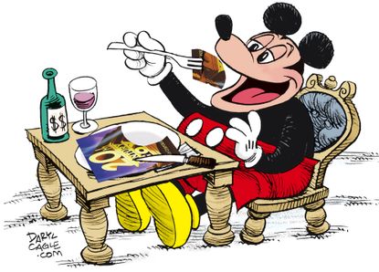 Political cartoon U.S. Disney Fox merger