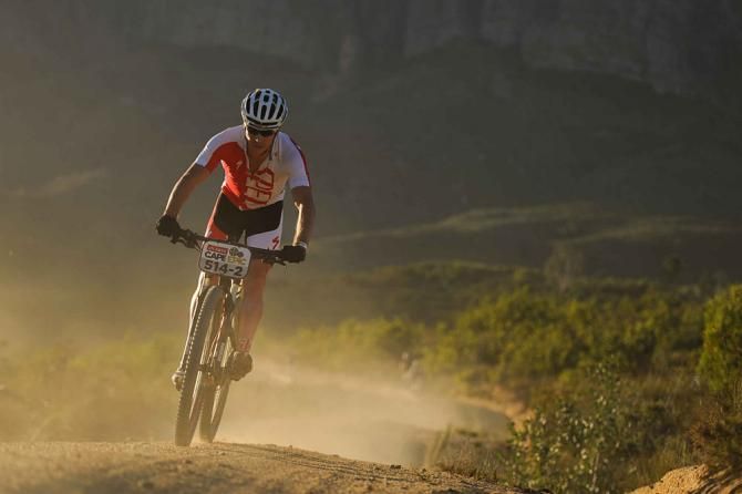 Nicholas Porteous descends a farm road