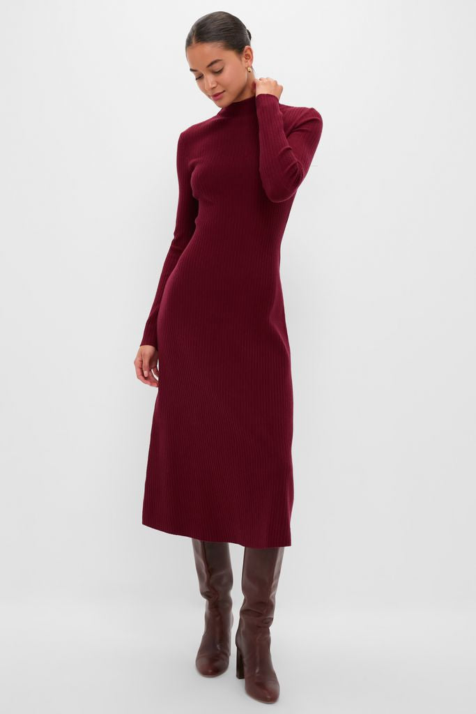 Oxblood Knit Conrad Midi Swing Dress