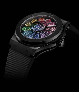 black watch with rainbow face