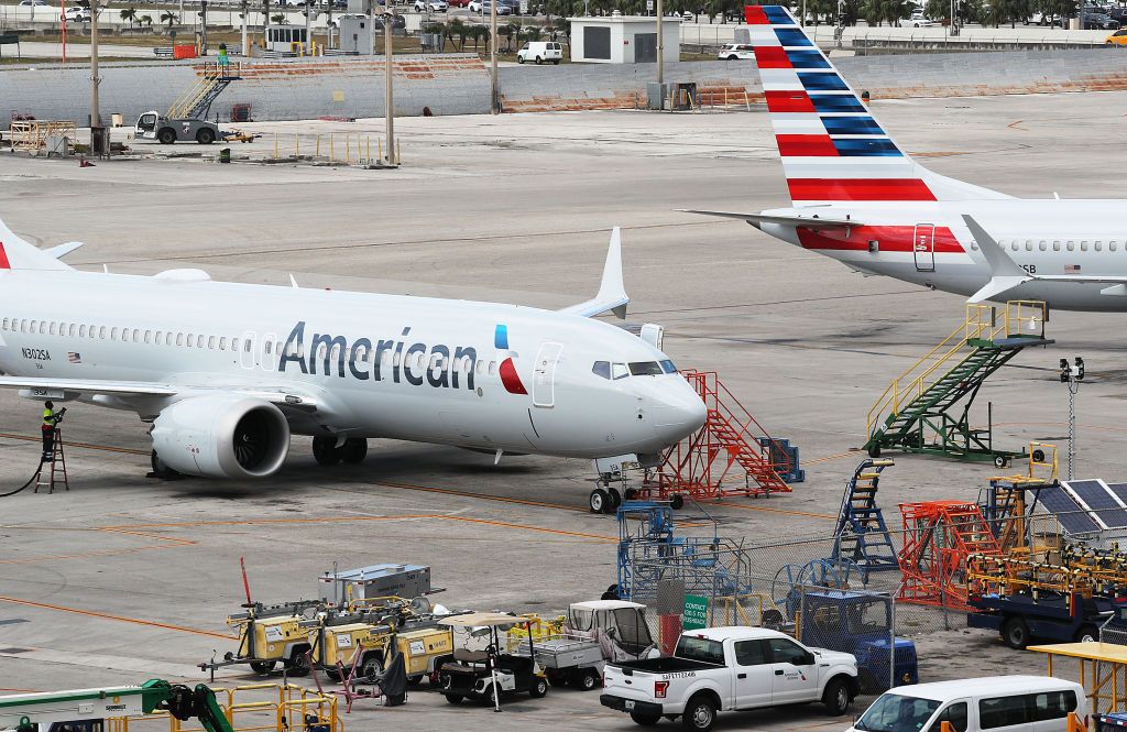 A grounded Boeing 737 MAX 8.