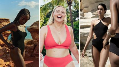 composite of three models wearing Australian swimwear brands