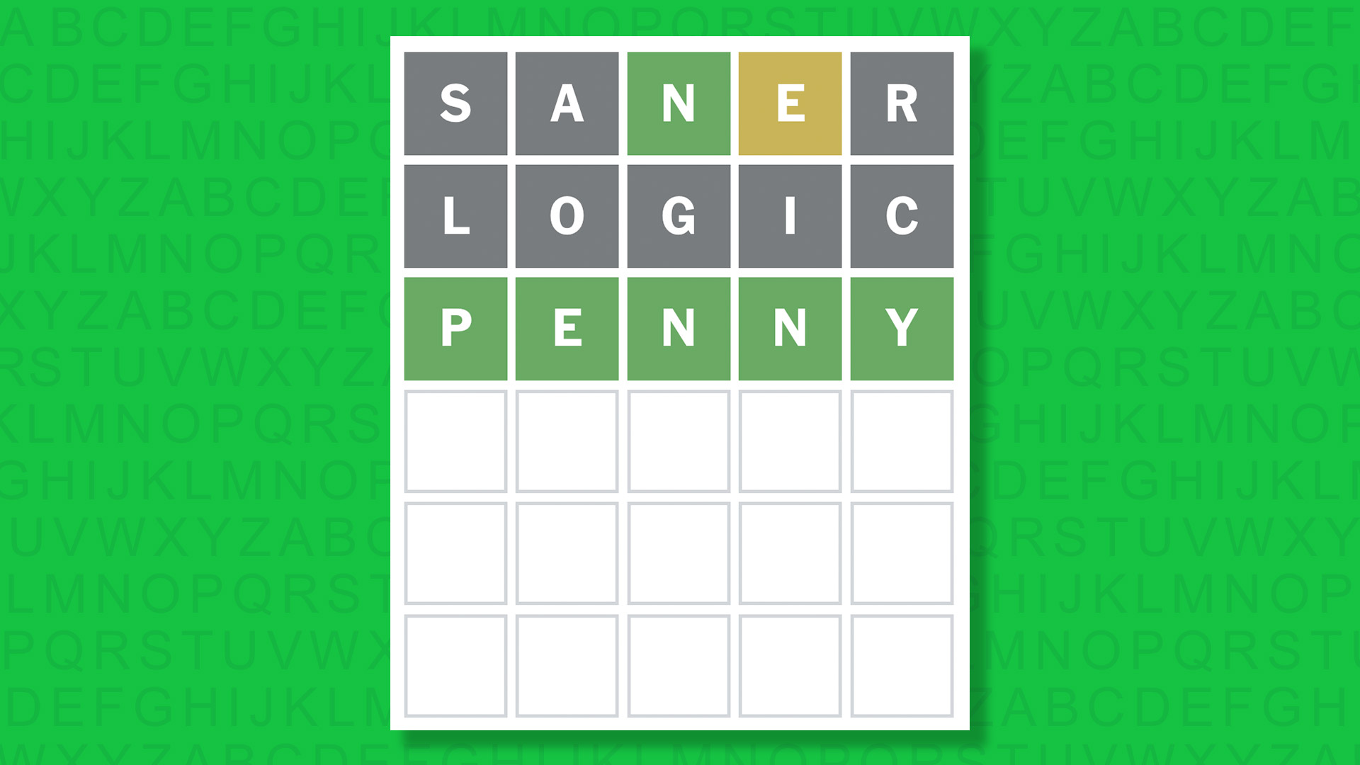 NYT Wordle answer for 1950 on a green background