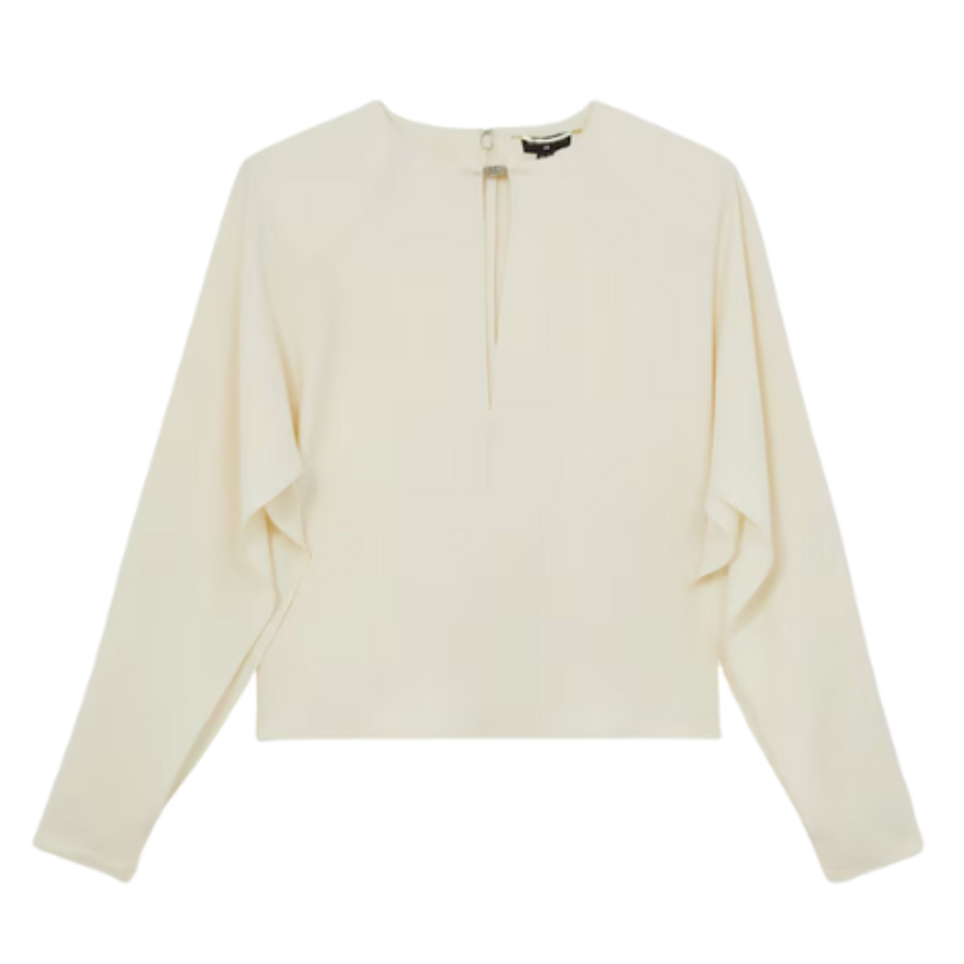 Luella Atelier Crepe Turn-Lock Top in Cream