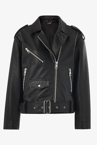 Whistles Sophia Oversized Leather Biker Jacket