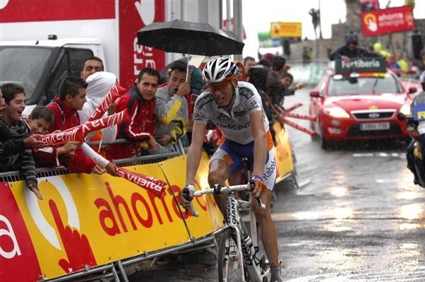 Robert Gesink (Rabobank) crosses the finish line