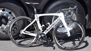 The specially painted white Team Sky Pinarello Dogma F10