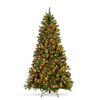 Best Choice Products 6ft Pre-Lit Pre-Decorated Spruce Hinged Artificial Christmas Tree W/ 798 Tips, Pinecones, Berries, 250 Lights, Metal Base