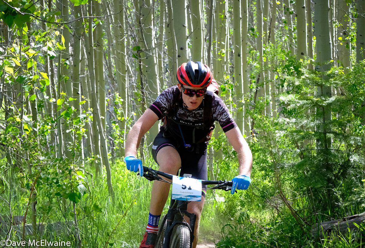 Jonathan Lee (Yeti) riding in one of the densest aspen forests on the course