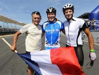 French TV sports anchorman Gerard Holz, former professional rider Roger Legeay and Stephane Sarrazin.