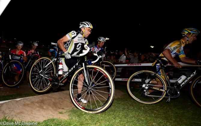 Marcel Wildhaber (Scott) running the stairs on lap two