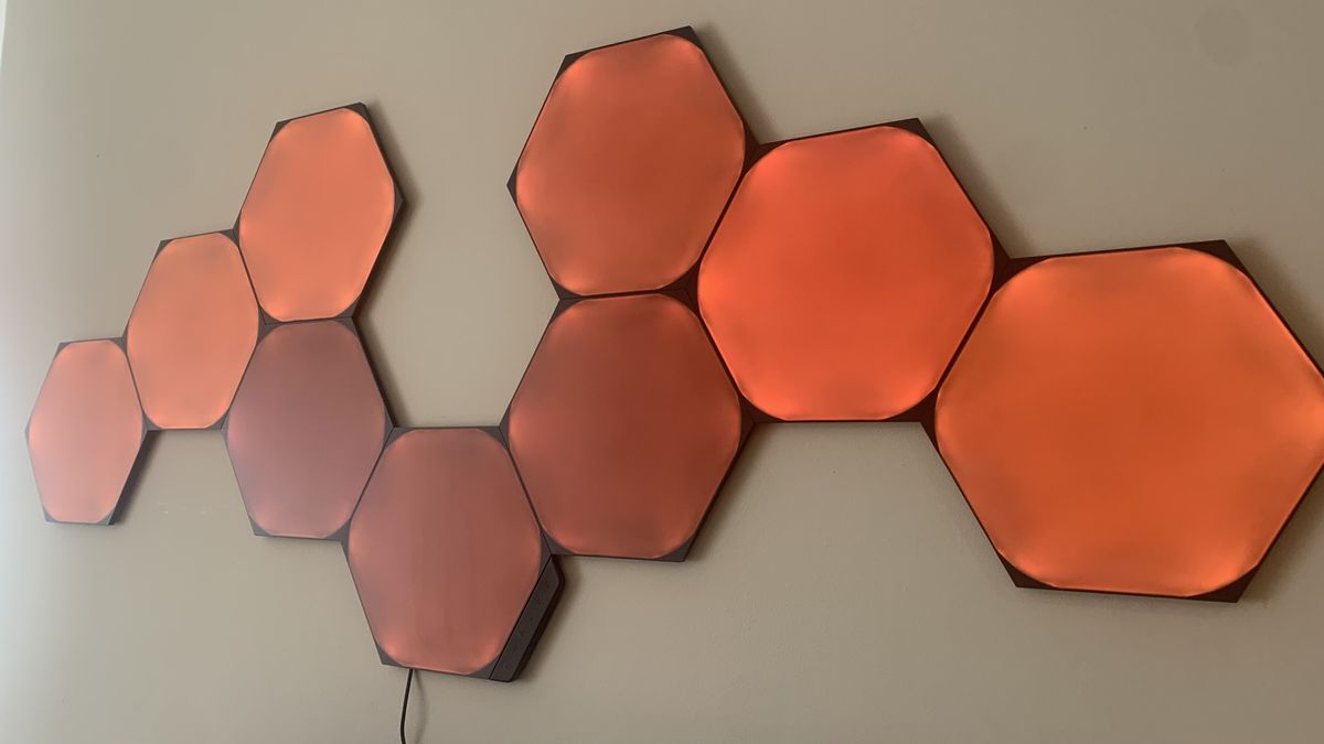 Nanoleaf Shapes Ultra Black on a wall