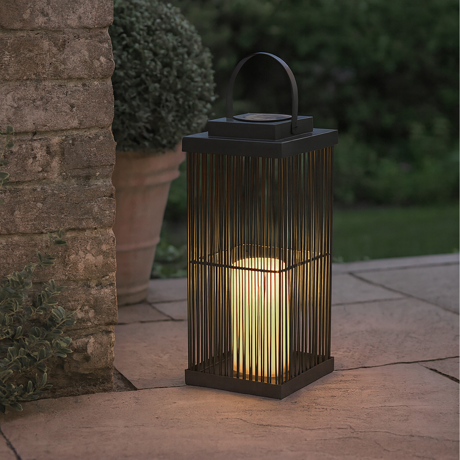 The Range, Solara Veil Outdoor Solar Lantern Tall - Black