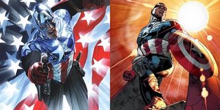 Bucky Barnes and Sam Wilson as Captain America in comics